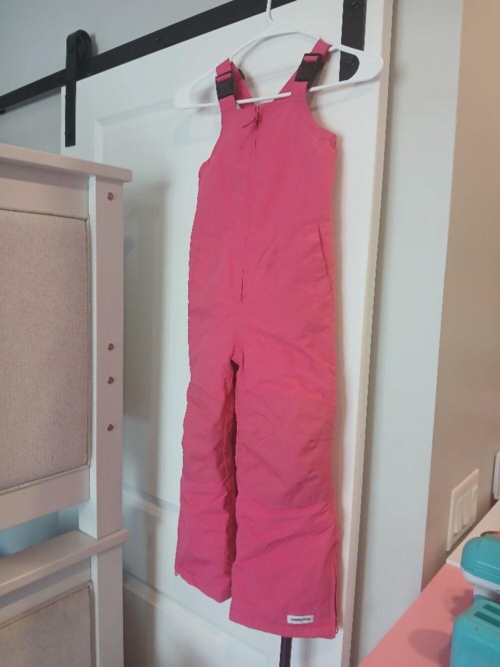 NEW DARK PINK GIRLS SIZE 6 LANDS END BIB SNOWPANTS!!!